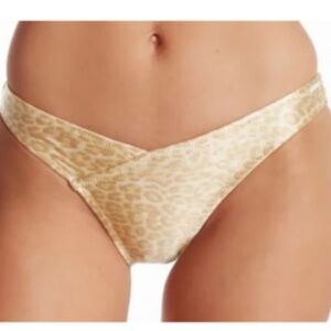 KENDALL & KYLIE | Gold Leopard Print Ruched Bikini Bottom Beachy Summer | Size L